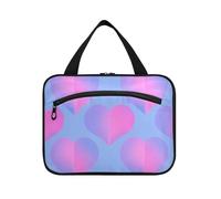 Rosa Blu Gradiente Valentine Love Hanging Borsa da viaggio per le donne con gancio, Designer Moda Toiletry Bag per le donne Must Haves Hotel bolsas de maquillaje para Mujer L
