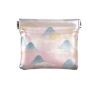 Rosa-Blu Montagna Picchi e Nuvole di Modo Delle Donne di Cuoio Della Moneta Portamonete Portatile Mini Sacchetti Della Borsa per Gli Uomini Donne Viaggio pequena para