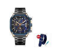 (Rosa Blu) Orologio al quarzo nero MEGIR da uomo, impermeabile, con quadrante quadrato, orologio da