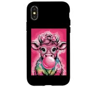 Rosa Bubblegum Mucca Con Occhiali E Fiocco Custodia per iPhone X/XS