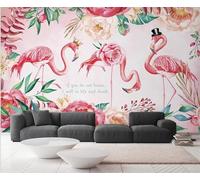 Rosa Caldo Bei Fiori Fenicottero 3D Carta Da Parati Facile Installare Mobili Sfondi Ufficio Divano Camera Letto Sfondo Decorazione Murale-250cm×170cm