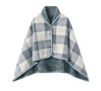 Rosa cane invernale multifunzionale doppio strato in pile corallo da donna resistente freddo e caldo a quadri scialle interni ombreggiatura triangolare, Azzurro, B