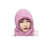 (Rosa) Cappello da donna autunno/inverno, foderato spesso, caldo, cappello da ciclista, sciarpa, mon