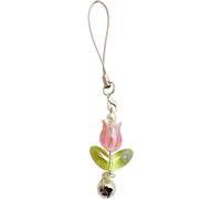 Rosa Carino Tulipani Fiore Campana Ciondolo Telefono Cinghie Cordino Tasca Portachiavi Cinghia Zaino Fascino Auto Chiave Decorazione Catena Cellulare Charms Accessori, Perla