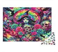 Rosa - Carta resistente - Strega con teschi e rose rosse nel giardino - Puzzle per adulti - Regalo di compleanno educativo - 70x50cm/1000 pezzi