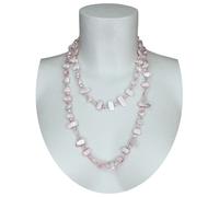 Rosa chiaro Collana Lunga Madreperla,perle,pietre Dure,cristalli da donna M/43