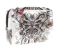 Rosa con stampa farfalla borsa per il trucco per borsa portatile organizer da viaggio borsa per articoli da toeletta Beauty Bag per le donne, Multicolore 08, 18.5x7.5x13cm/7.3x3x5.1in, Beauty Case