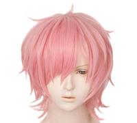 Rosa Cosplay Parrucca Per Yarichin Cagna Ayato Yuri Breve Spiky Soffice Resistente Al Calore Strati Capelli Sintetici Uomini Donne Halloween Partito Parrucca