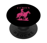 Rosa Cowgirl su cavallo grafica con Howdy Western Testo Girly PopSockets PopGrip Adesivo