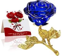 Rosa Cristallo Blu,K9 Glass Rose Fiore Artificiale,Rose Eterne 3D Fatte a Mano Stelo Lungo per Festa della Mamma San Valentino Natale Ringraziamento Anniversario della Donna Regalo di Compleanno
