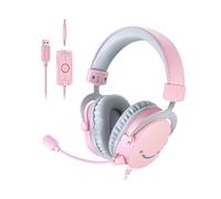 (Rosa) Cuffia FIFINE Jack da 3,5 mm e USB Cuffia Suono Surround 7.1/Volume