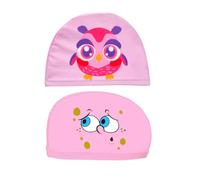 Rosa Cuffia Piscina Bambino, 2 Pezzi, Cuffia Piscina Bambino Elastico Impermeabile Antiscivolo, Girls' Swimming Cap, Newborn Swimming Cap, per Ragazzi Ragazza, Gatto sorridente/gufo