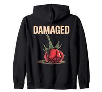 Rosa danneggiata - Fiore Vintage a Forma di Cuore Spezzato Felpa con Cappuccio