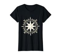 Rosa dei Venti Maglietta con Stampa Grafica Economica, Donna, Nero, L