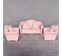 Rosa di legno Imbottito Divano per 1/12 Dollhouse Living Room Scena di Vita