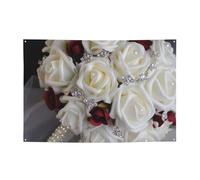 Rosa di seta bianca fiori di nozze Banner Party Decor Sfondo Bandiera Festa di compleanno Fotografia Sfondo Decorazione Banner e segni Decorazione da parete Banner Feste Forniture Bomboniere 180 x 119