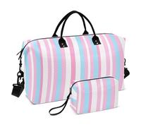 Rosa e Azzurro Righe Dritte Modello Decorativo Viaggio Pernottamento Carry on Bag Tote Bag con Cinghia Regolabile per Viaggi di Lavoro Multifunzionale Bolsa de Mano para ropa de