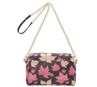 Rosa e Bianco Autunno Foglie d'Acero Moda Donna Borsa a Tracolla in Pelle Vegana Donna Cross Body Borse Borsa a Tracolla Impermeabile Borsa Crossover