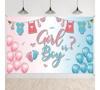 Rosa e Blu Genere Rivela Decorazioni per Feste Boy Or Girl Gender Reveal Fondale Banner Party Sfondo Annuncio di Gravidanza Sfondo di Fotografia per Baby Shower Genere Rivela Feste 180 x 110cm (B)