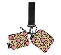 Rosa e Giallo Leopard Print Portamonete da donna Custodie per carte Mini Moda Portamonete Cambiamento Titolare con Tasca con Cerniera per le Donne 2 Confezioni Mujer para tarjetas