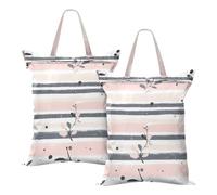 Rosa e Grigio Chiaro Motivo A Righe Doodle Art Viaggio Lavanderia Borsa Impermeabile Bagnato Per Yoga Allenamento 2 PZ Sporco Lavanderia Borsa Da Viaggio Con Manico