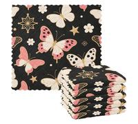 Rosa e Oro Farfalla asciugamano in microfibra mano 6 Pack asciugamani da cucina fatti a mano articoli decorativi para decorar la cocina 11x11 pollici