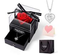 Rosa Eterna Con Collan, Rosa Stabilizzata Vera con Collana, Festa Della Mamma Regalo Originale, Handmade Rosa Eternal da Donna per Festa Della Donna San Valentino Anniversario Compleanno Regalo
