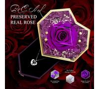Rosa Eterna Con Collana Cofanetto A Cuore Per La Festa Della Donna E Della Mamma