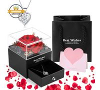 Rosa Eterna Confezione Regalo, Rosa Stabilizzata Vera, Rosa Eterna Con Collana C
