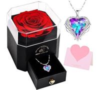 Rosa Eterna Confezione Regalo, Rose Stabilizzate Grande 8 Cm Con Collana Cristal