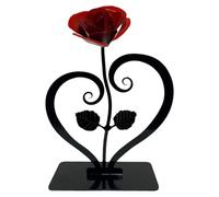 Rosa eterna in Ferro Battuto, Ornamento di Rosa Metallo Rosa Ferro Battuto Ornamento Rosa Ferro Rosa Ferro con Supporto Scultura Rosa Metallo Rosso Ferro Battuto Fiore di Ferro