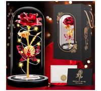 Rosa eterna in vetro con luci a LED, il bel e il kit di rose eterne, regali per la mamma, fiori artificiali conservati, regali per donne per la festa della mamma e San Valentino