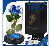 Rosa Eterna la Bella e Bestia Confezione Regalo Natale Rosa BLU stabilizzata