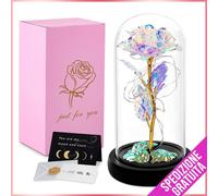 Rosa Eterna La Bella E La Bestia Rosa eterna in Cupola di Vetro Luci LED Regalo
