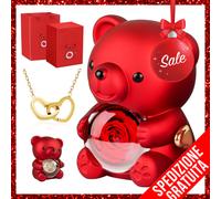 Rosa Eterna Orso Cuore Rosso Idea Regalo Regalo di Natale collana cuore