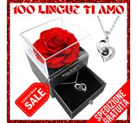 Rosa Eterna per Natale Confezione Regalo con Collana Idea Regalo festa natale