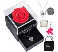 Rosa Eterna, Regalo Mamma, Vera Eterna Regalo Donna, Eterna Stabilizzata, Idea Regalo per Lei con Collana I Love You e Portachiavi Coppie, per San Valentino, Moglie, Mamma, Compleanno