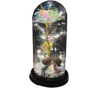 Rosa Eterna Rosa di vetro, rosa for sempre fiore artificiale in lamina d'oro 24K eterna con luci nella cupola for decorazioni for la casa regalo compleanno luce ambientale for San Valentino(23)