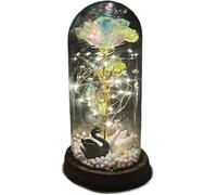 Rosa Eterna Rosa di vetro, rosa for sempre fiore artificiale in lamina d'oro 24K eterna con luci nella cupola for decorazioni for la casa regalo compleanno luce ambientale for San Valentino(11)