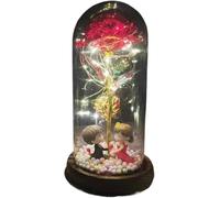 Rosa Eterna Rosa di vetro, rosa for sempre fiore artificiale in lamina d'oro 24K eterna con luci nella cupola for decorazioni for la casa regalo compleanno luce ambientale for San Valentino(15)