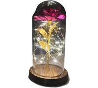 Rosa Eterna Rosa di vetro, rosa for sempre fiore artificiale in lamina d'oro 24K eterna con luci nella cupola for decorazioni for la casa regalo compleanno luce ambientale for San Valentino(Color9)