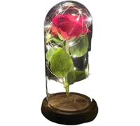 Rosa Eterna Rosa di vetro, rosa for sempre fiore artificiale in lamina d'oro 24K eterna con luci nella cupola for decorazioni for la casa regalo compleanno luce ambientale for San Valentino(Color1)