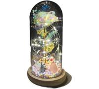 Rosa Eterna Rosa di vetro, rosa for sempre fiore artificiale in lamina d'oro 24K eterna con luci nella cupola for decorazioni for la casa regalo compleanno luce ambientale for San Valentino(20)