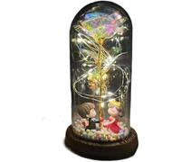 Rosa Eterna Rosa di vetro, rosa for sempre fiore artificiale in lamina d'oro 24K eterna con luci nella cupola for decorazioni for la casa regalo compleanno luce ambientale for San Valentino(14)