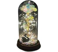 Rosa Eterna Rosa di vetro, rosa for sempre fiore artificiale in lamina d'oro 24K eterna con luci nella cupola for decorazioni for la casa regalo compleanno luce ambientale for San Valentino(11)