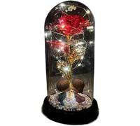 Rosa Eterna Rosa di vetro, rosa for sempre fiore artificiale in lamina d'oro 24K eterna con luci nella cupola for decorazioni for la casa regalo compleanno luce ambientale for San Valentino(25)