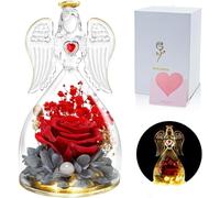 Rosa Eterna, Rosa Eterna In Vetro Con Figura Di Angelo Con Luce Led E Perline, Rosa Infinita, Regali Per Le Donne, Regali Per La Festa Della Mamma, Regali Di Compleanno Per Le Donne