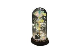 Rosa Eterna,Rosa Stabilizzata Fiore artificiale rosa eterno in lamina d'oro 24 carati con luci a cupola for la decorazione domestica Regalo di compleanno luce ambientale for San Valentino(11)