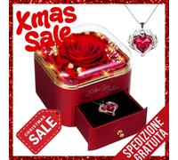 Rosa Eterna Stabilizzata Idea Regalo Collana Cuore Regalo per la Festa di Natale