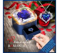 Rosa Eterna Stabilizzata Idee Regalo di Natale Rosa Blu con Collana a Cuore